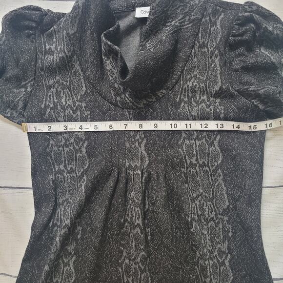 Calvin Klein Size 6 Short Sleeve Mini Sweater Dress Cowl Neckline Boho - Picture 9 of 10